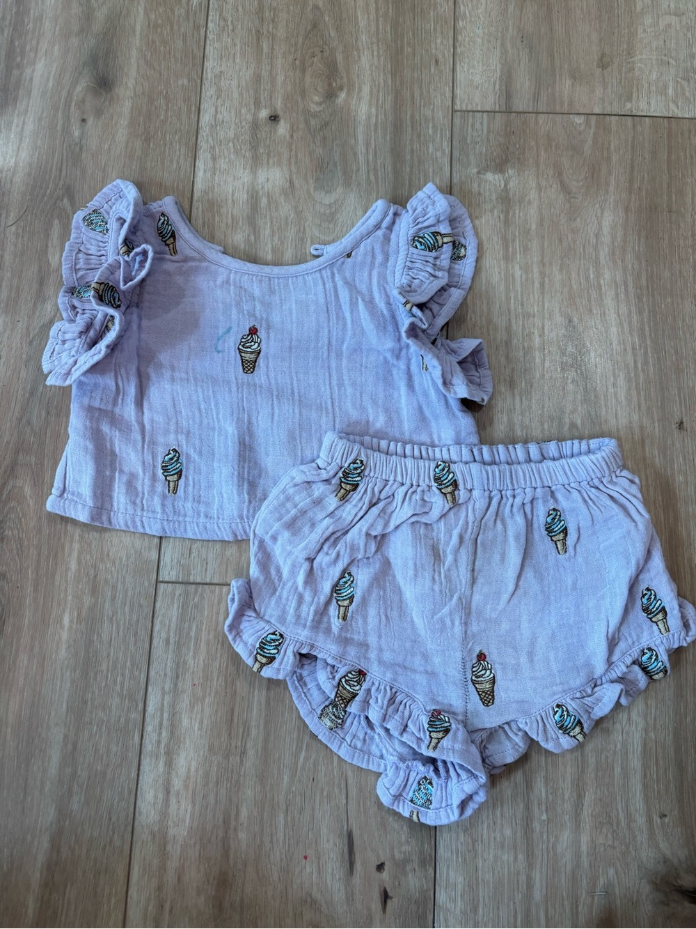 12/18M Pink Chicken Lavender Baby Romper